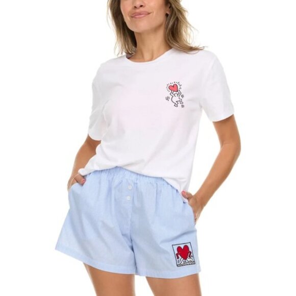Keith Haring Women s Tee and Boxer Lounge Set, White, Size M - Picture 6 of 6